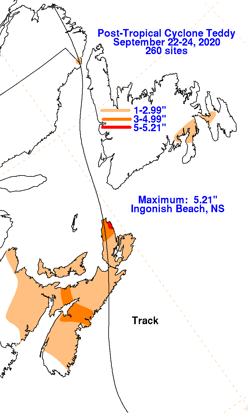 Post-Tropical Cyclone Teddy (2020) Rainfall