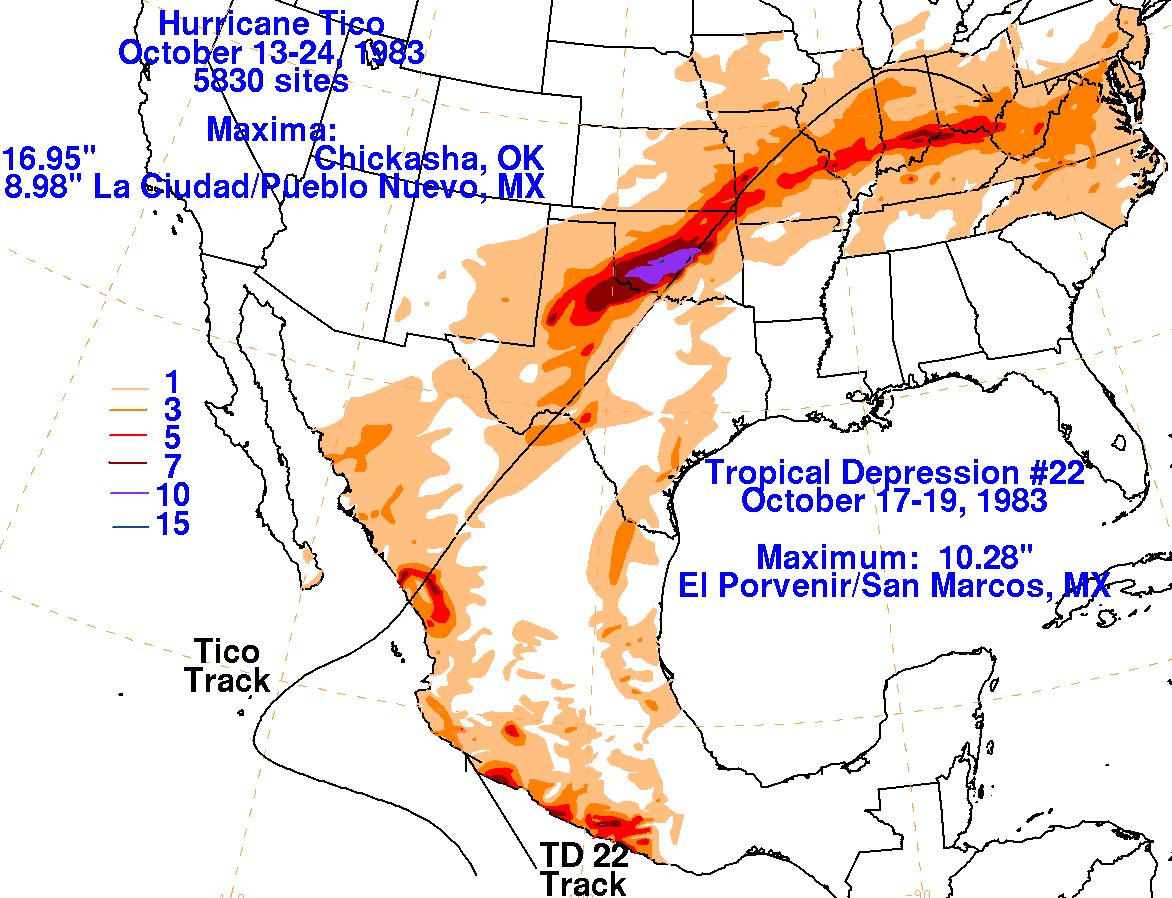 Tico (1983) Storm Total Rainfall