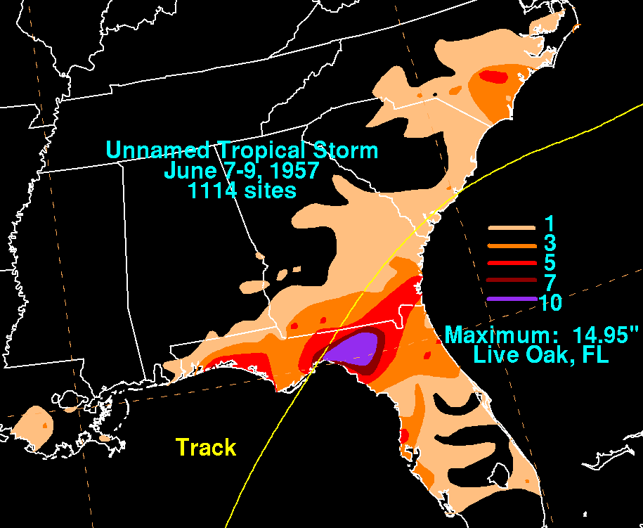 Tropical Storm (1957) Rainfall