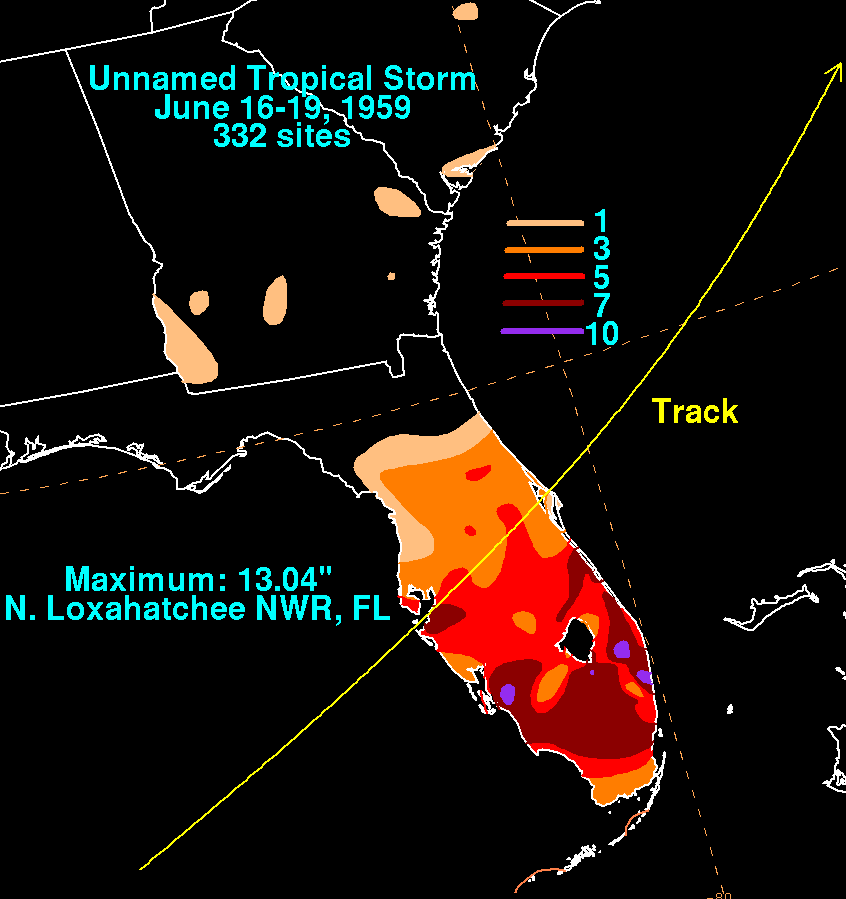 Unnamed Tropical Storm (1959) Rainfall