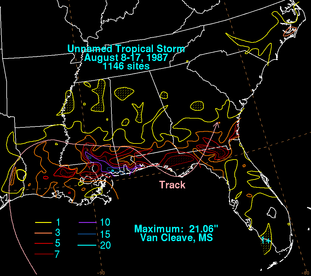 Unnamed Tropical Storm (1987) Storm Total