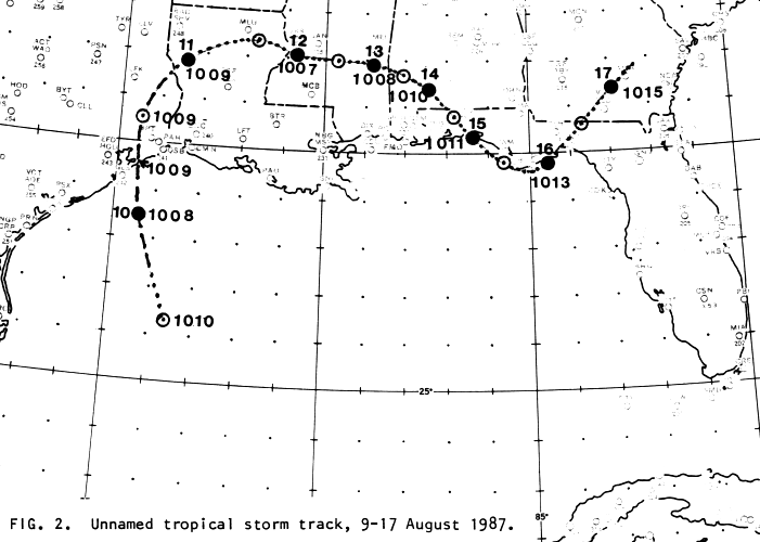 Unnamed Tropical Storm (1987) Track