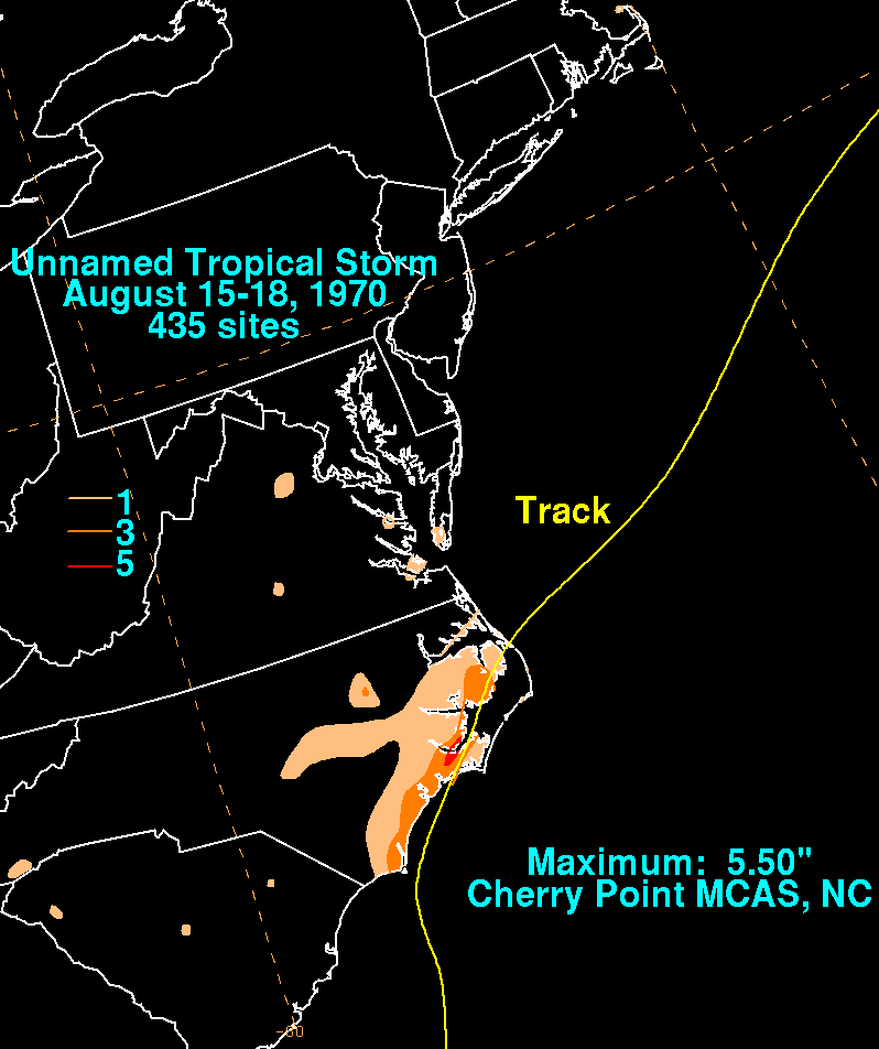 Unnamed Tropical Storm (1970) Rainfall