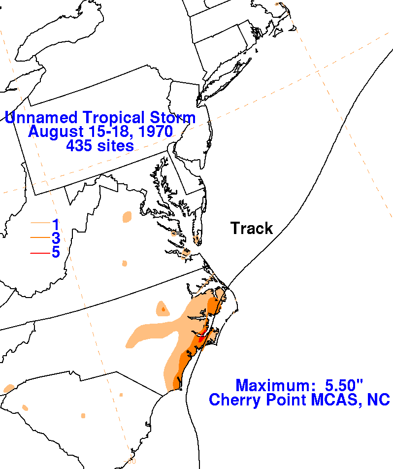 Unnamed Tropical Storm (1970) Rainfall