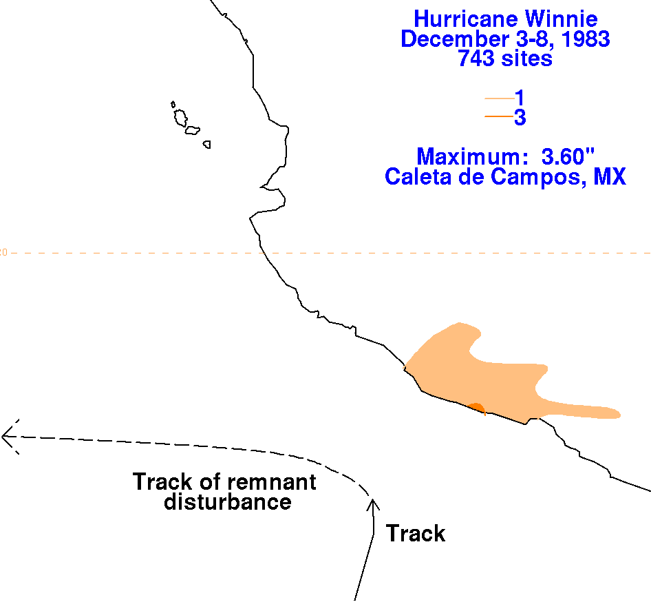 Winnie (1983) Storm Total Rainfall