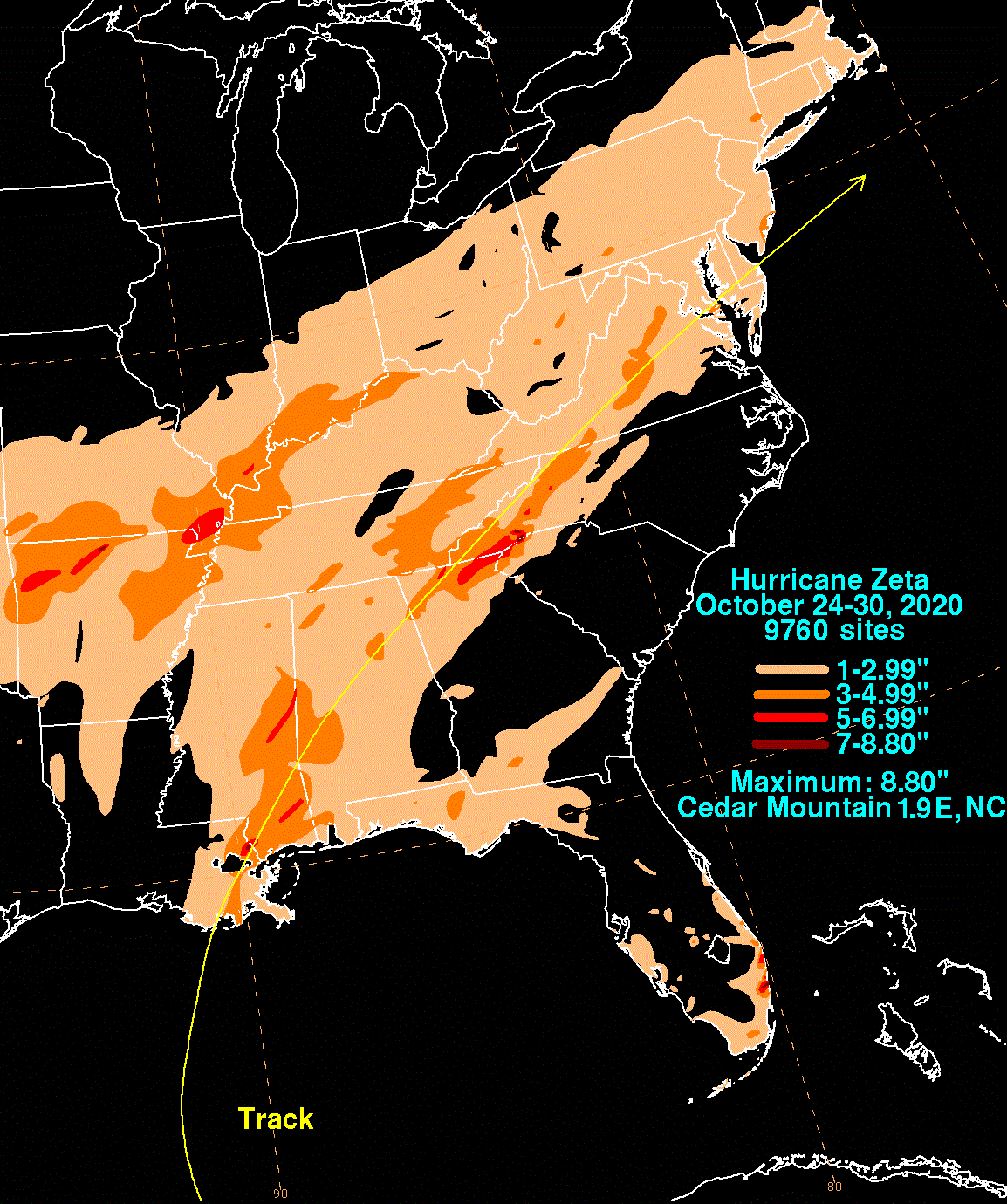 Hurricane Zeta (2020) Rainfall