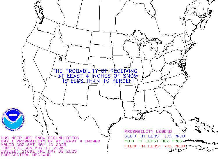 24-Hour 95th Percentile Snowfall Accumulation (inches)