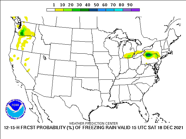 3-hour probability of freezing rain ending at 15Z December 18, 2021