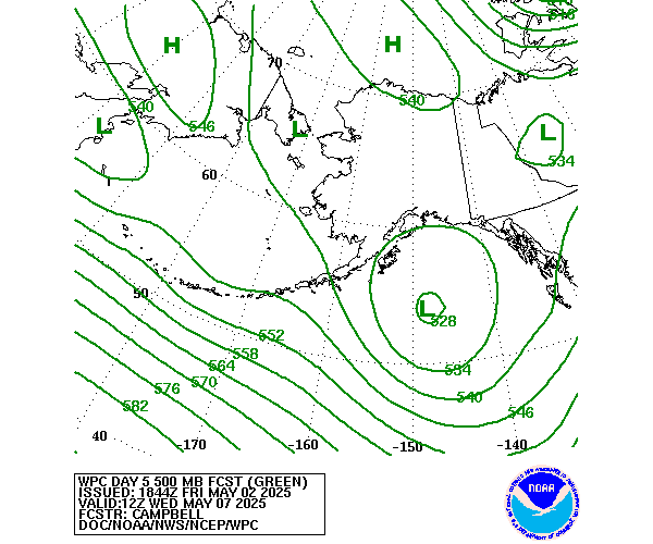 WPC Forecast of 500mb Heights valid on Day 5