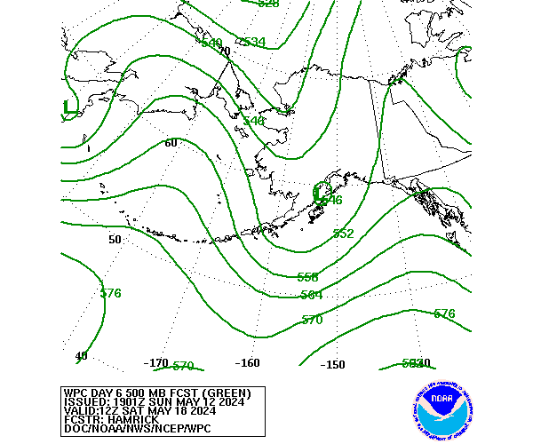WPC Forecast of 500mb Heights valid on Day 6