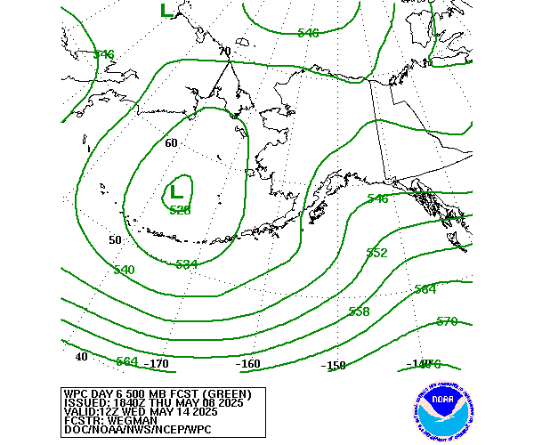 WPC Forecast of 500mb Heights valid on Day 6