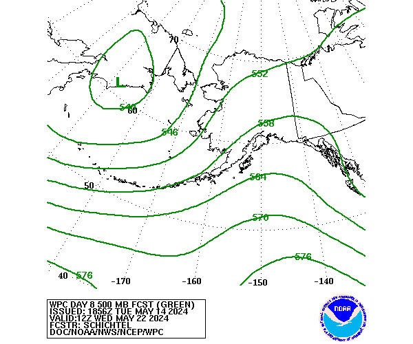 WPC Forecast of 500mb Heights valid on Day 8