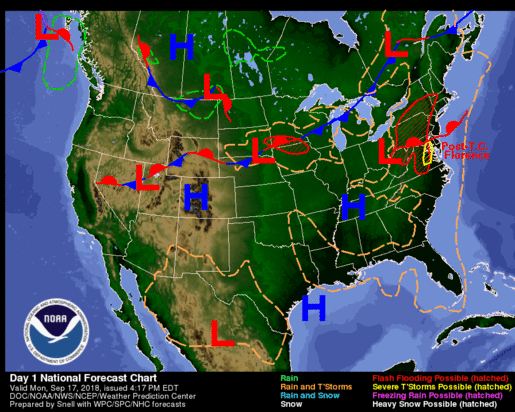 Weather Forecast for the Afternoon Issuance of September 17, 2018