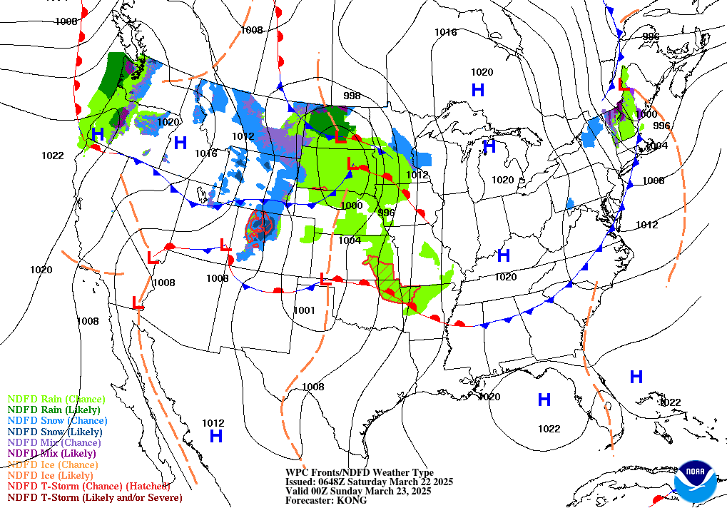 Forecast of Fronts/Pressure and Weather valid Thu 00Z