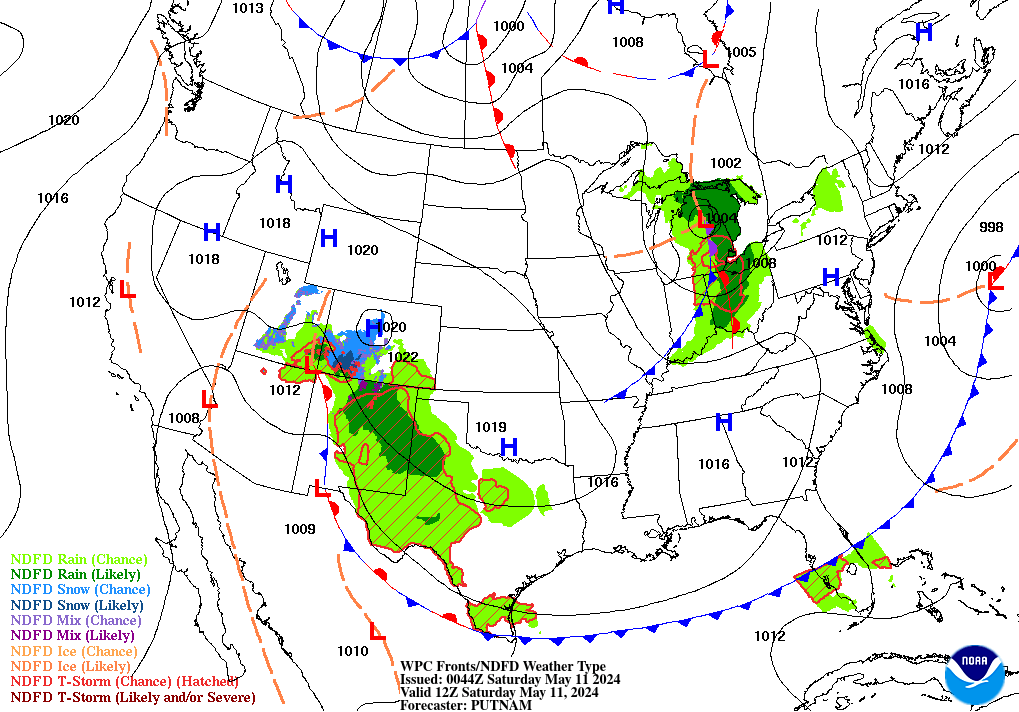 Forecast of Fronts/Pressure and Weather valid Fri 18Z
