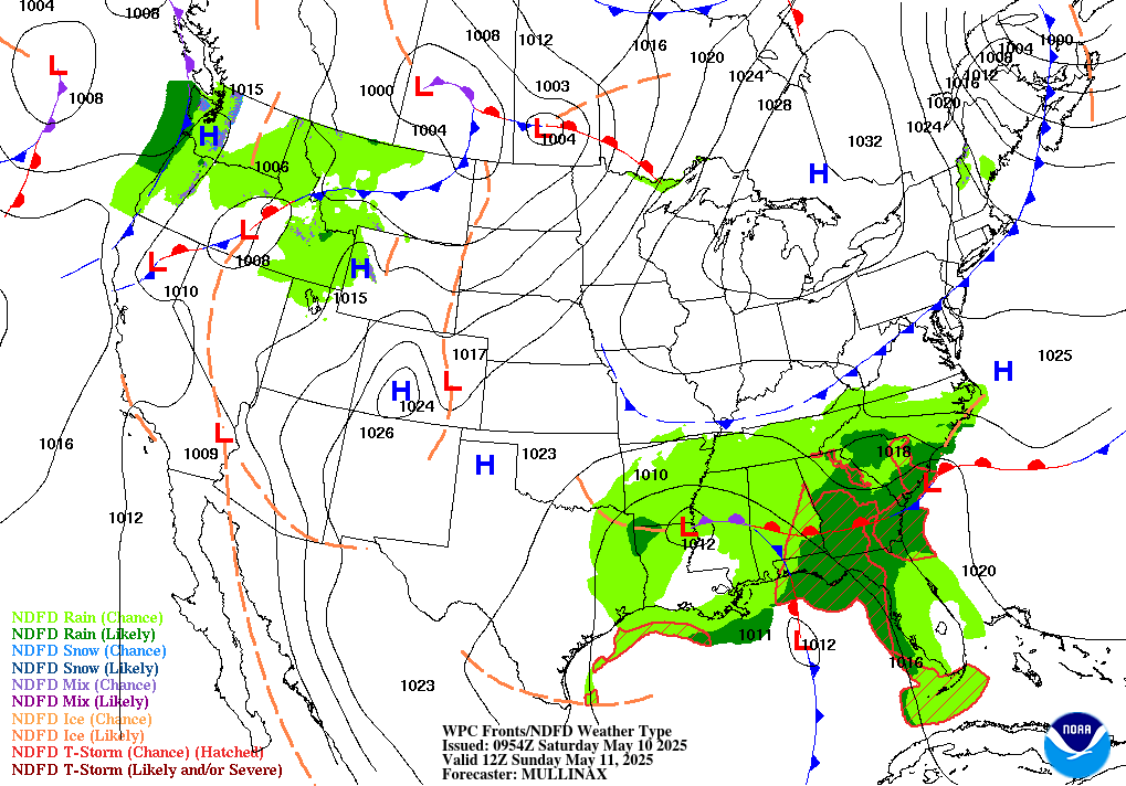 Forecast of Fronts/Pressure and Weather valid Mon 00Z