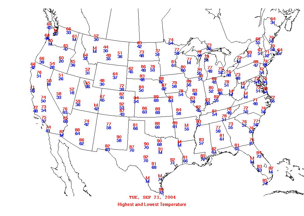 Daily Maximum and Minimum Temperature Map