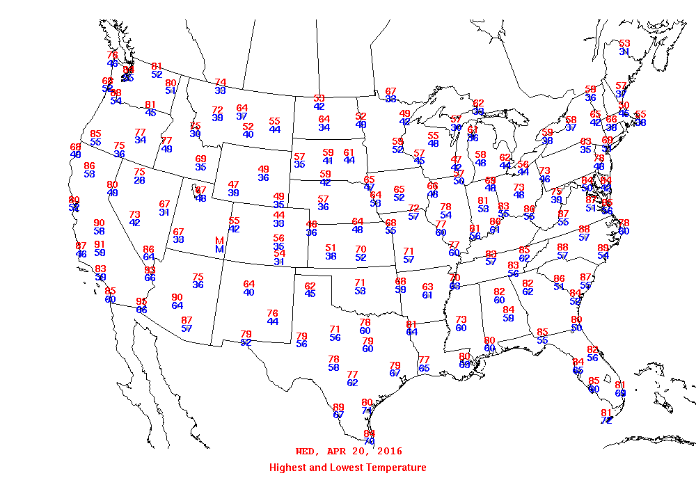 Daily Maximum and Minimum Temperature Map