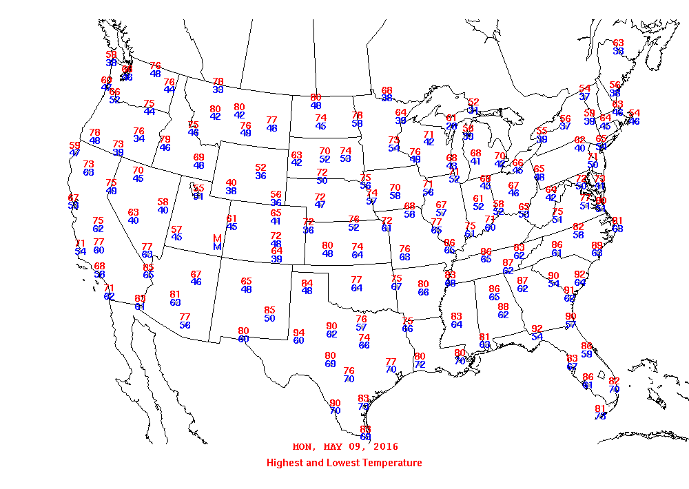 Daily Maximum and Minimum Temperature Map