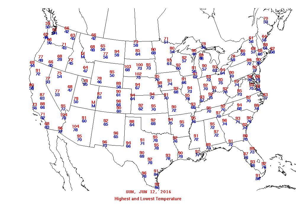 Daily Maximum and Minimum Temperature Map