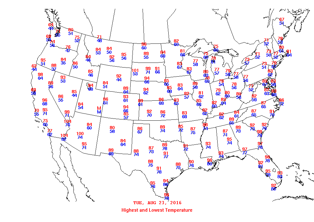 Daily Maximum and Minimum Temperature Map