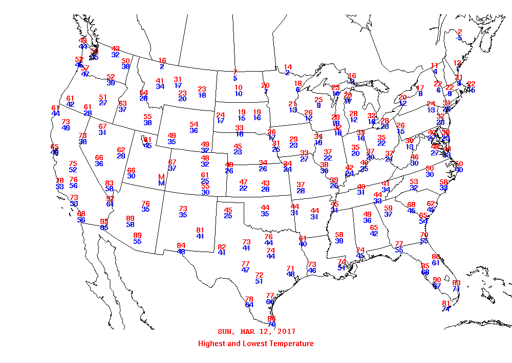 Daily Maximum and Minimum Temperature Map
