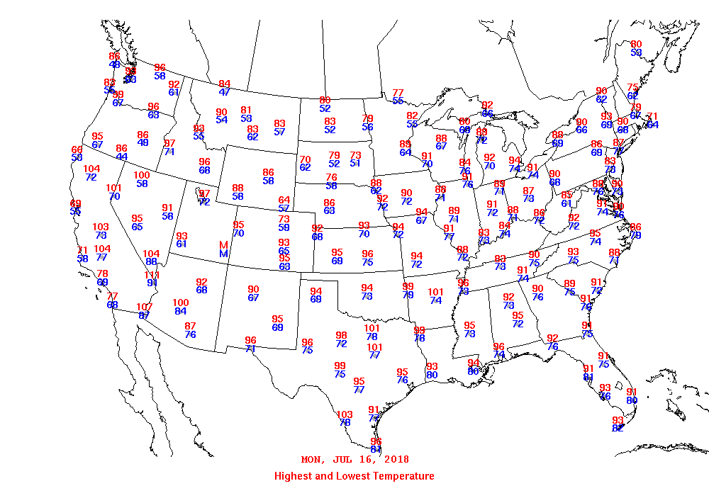 Daily Maximum and Minimum Temperature Map