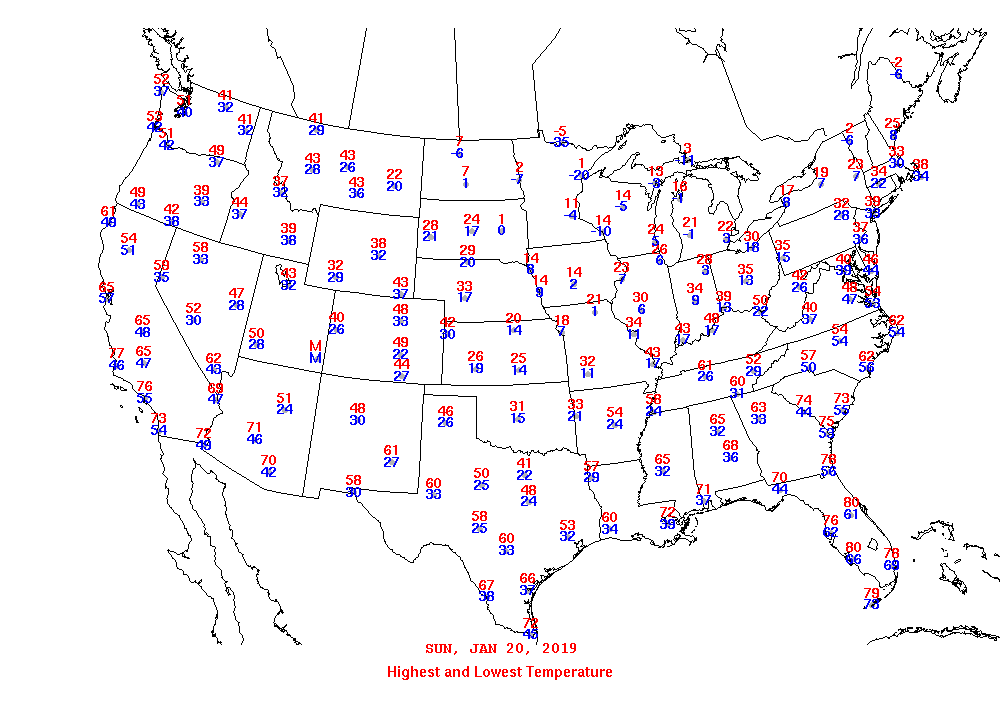 Daily Maximum and Minimum Temperature Map