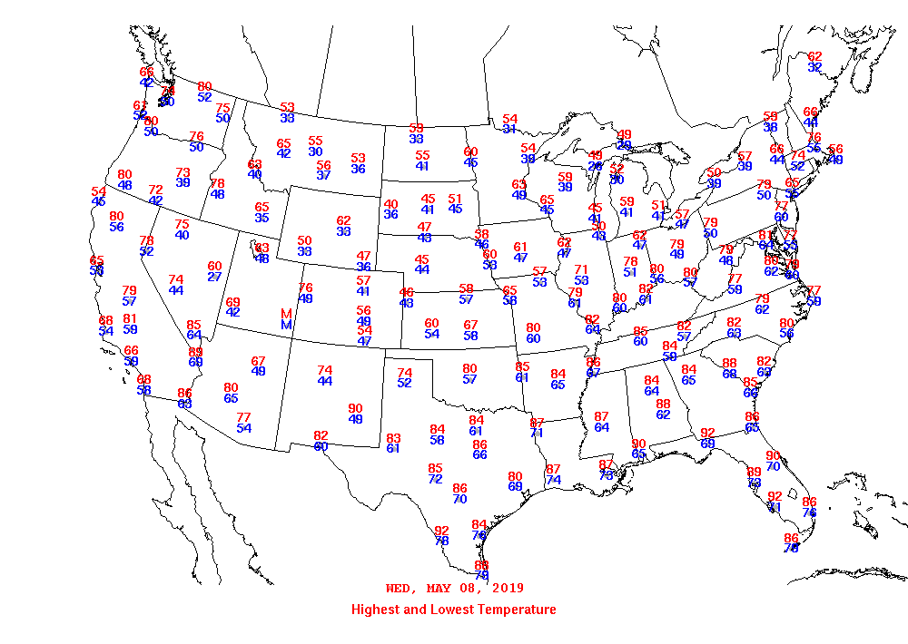 Daily Maximum and Minimum Temperature Map