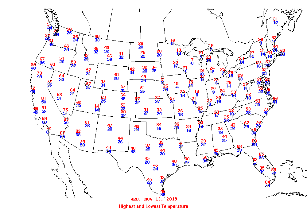 Daily Maximum and Minimum Temperature Map