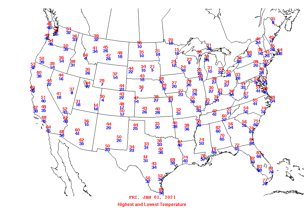 Daily Maximum and Minimum Temperature Map