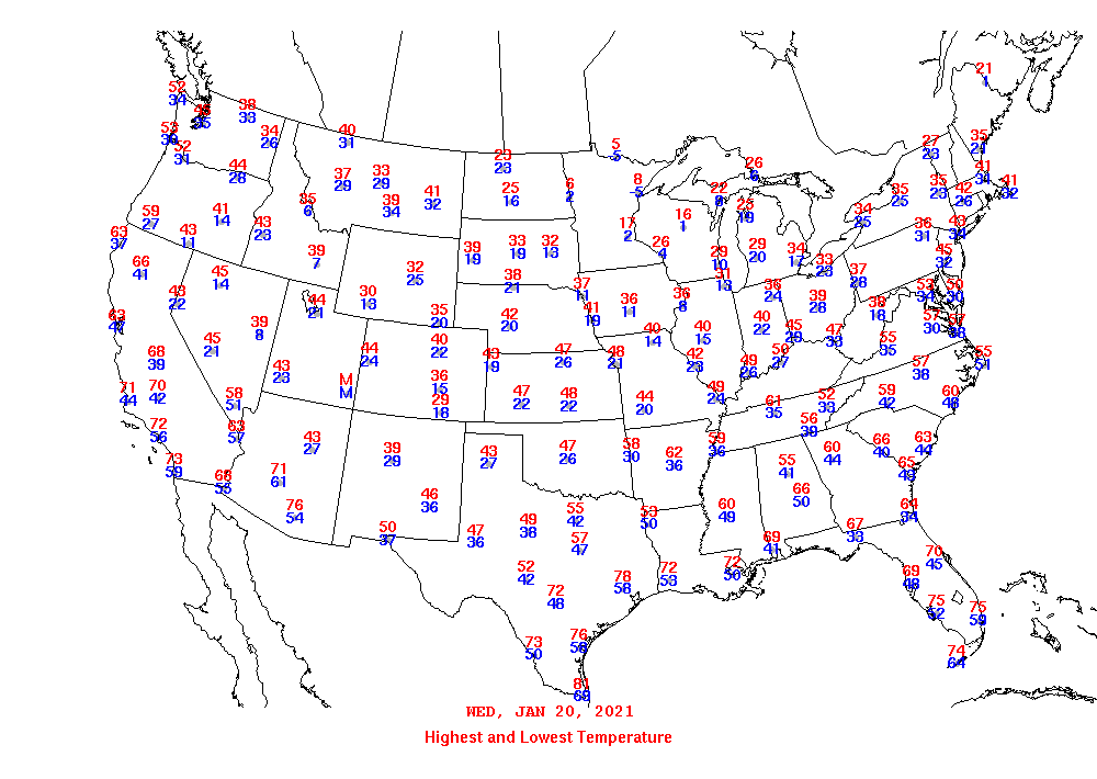 Daily Maximum and Minimum Temperature Map