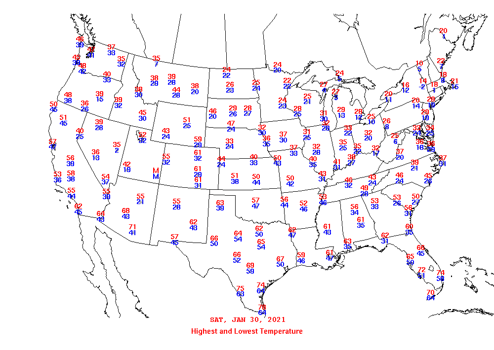 Daily Maximum and Minimum Temperature Map