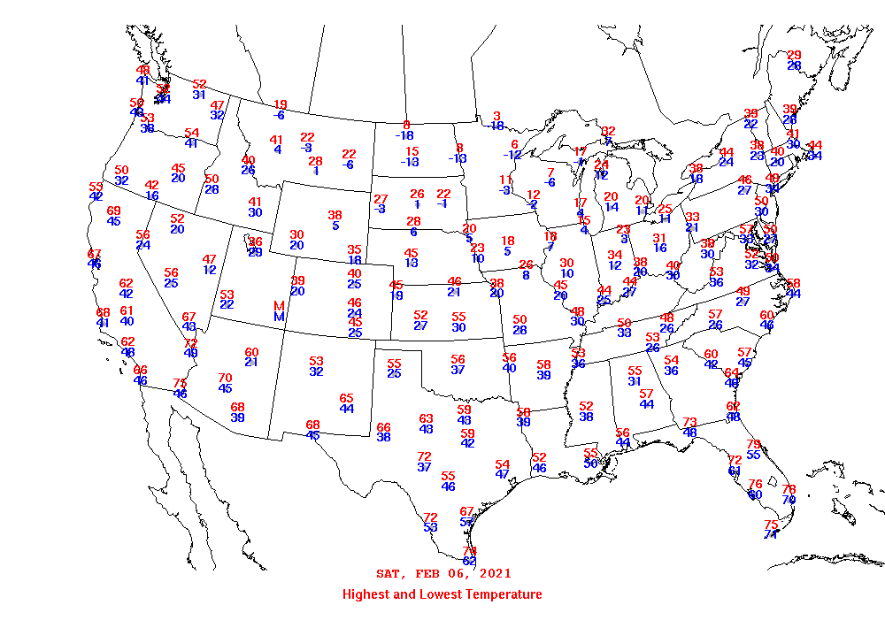 Daily Maximum and Minimum Temperature Map