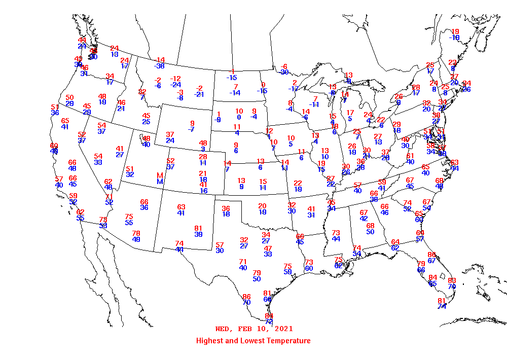 Daily Maximum and Minimum Temperature Map