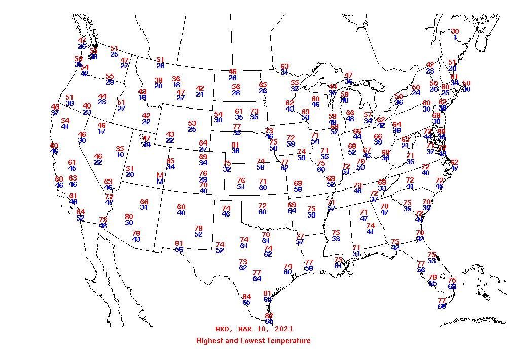 Daily Maximum and Minimum Temperature Map
