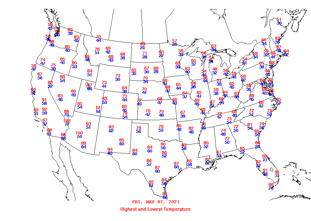 Daily Maximum and Minimum Temperature Map