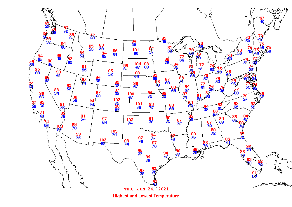 Daily Maximum and Minimum Temperature Map