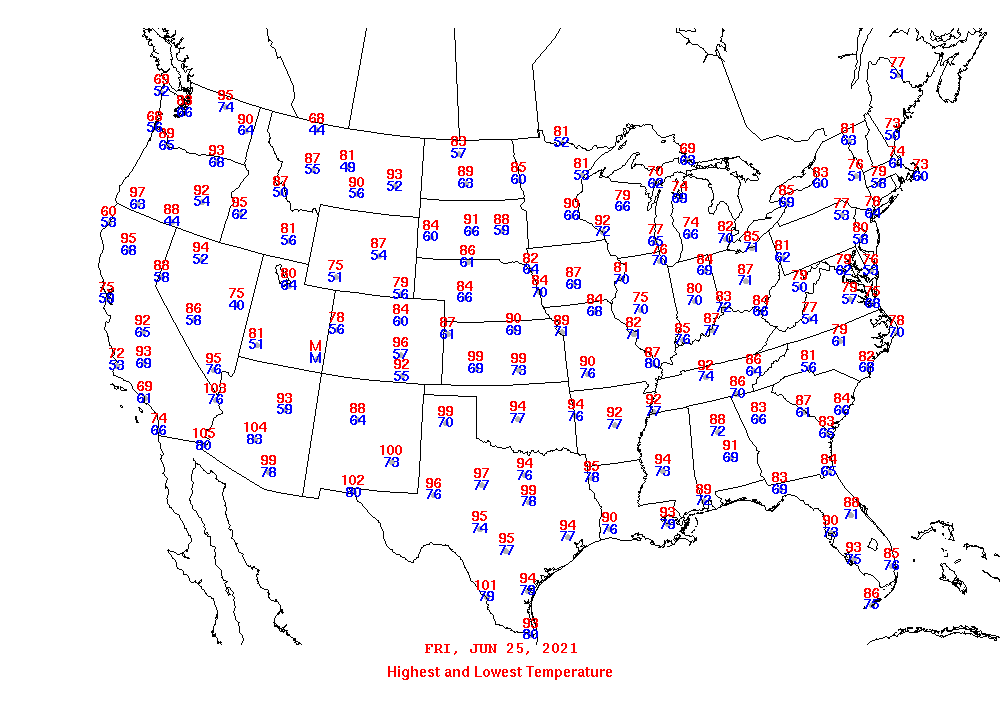 Daily Maximum and Minimum Temperature Map