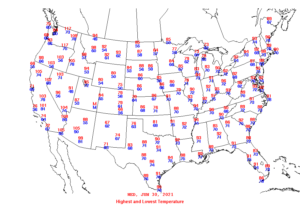 Daily Maximum and Minimum Temperature Map