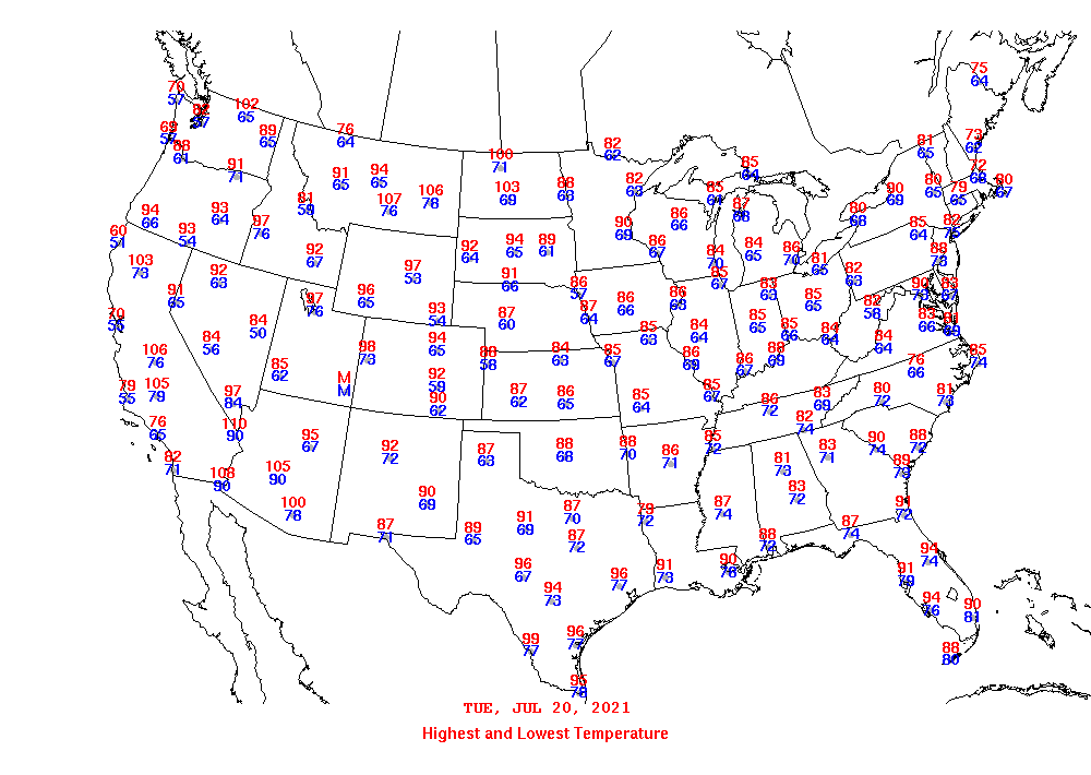 Daily Maximum and Minimum Temperature Map