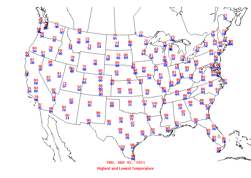 Daily Maximum and Minimum Temperature Map