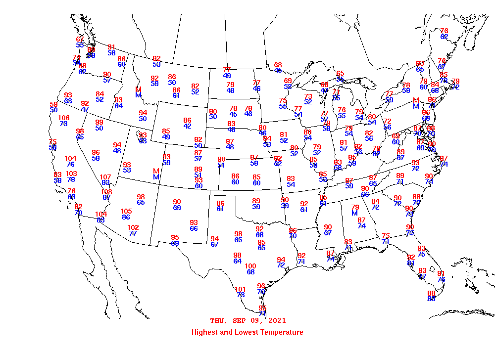 Daily Maximum and Minimum Temperature Map