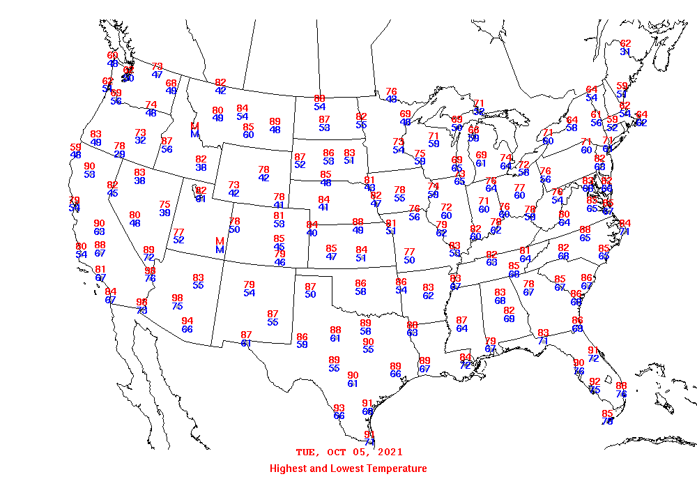 Daily Maximum and Minimum Temperature Map
