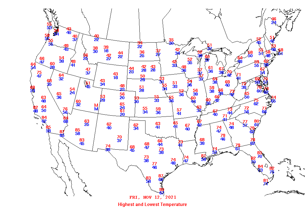 Daily Maximum and Minimum Temperature Map