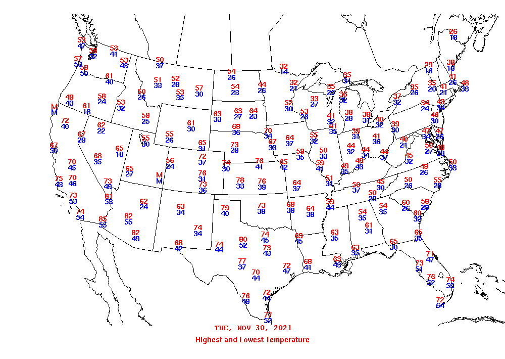 Daily Maximum and Minimum Temperature Map