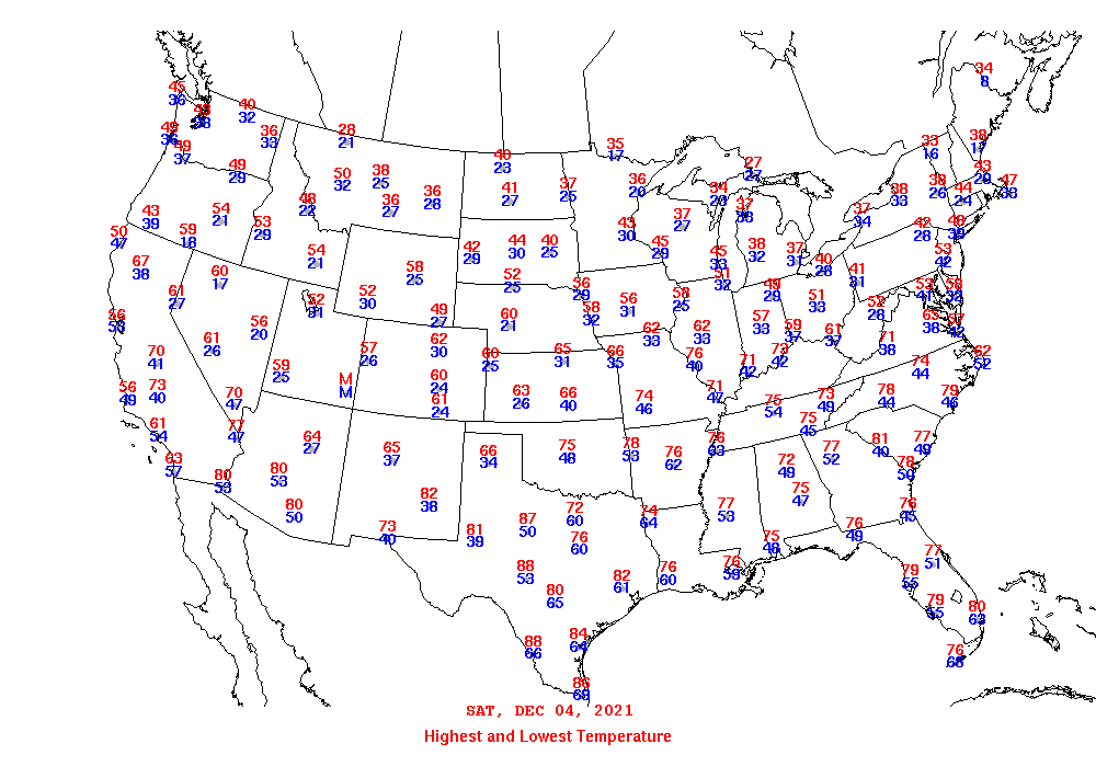 Daily Maximum and Minimum Temperature Map