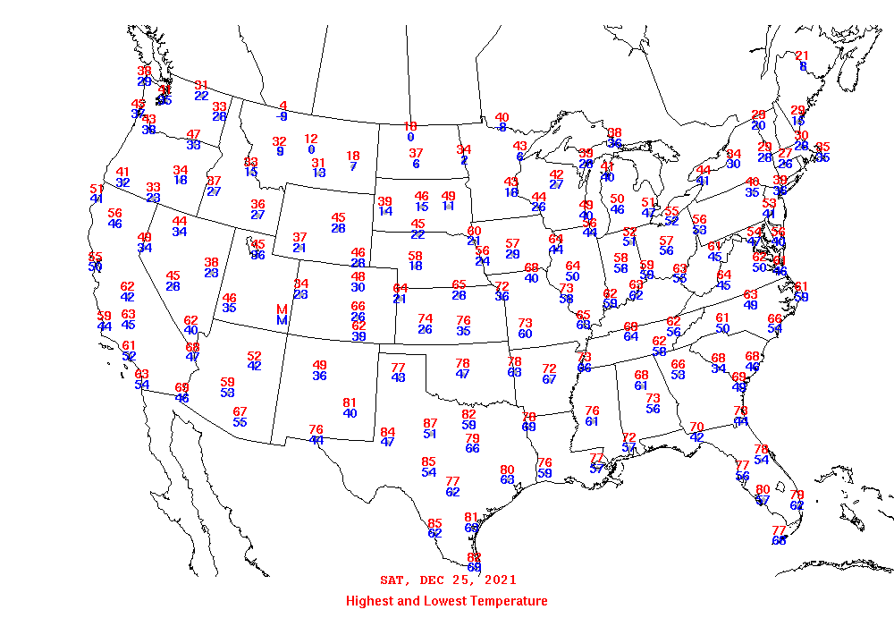 Daily Maximum and Minimum Temperature Map