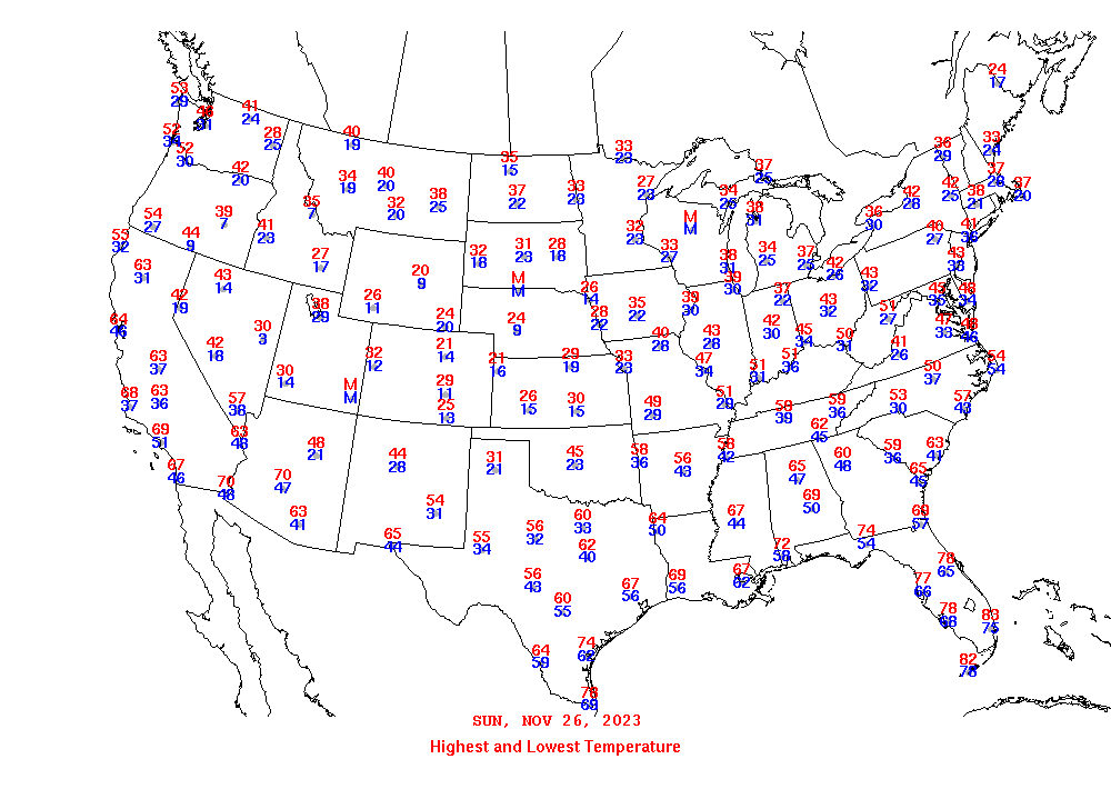 Daily Maximum and Minimum Temperature Map