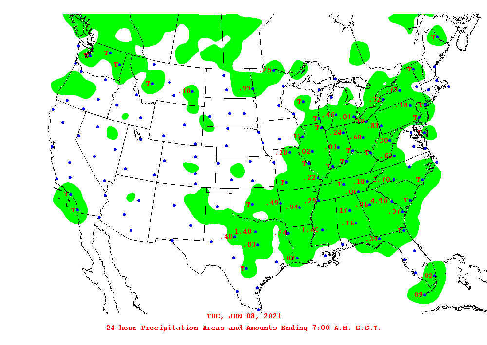 Daily 24-Hour Precipitation Total Map